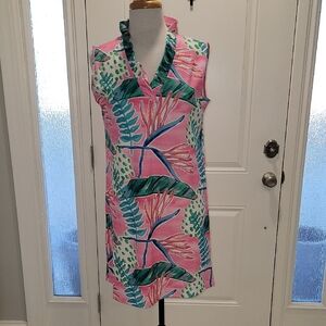 Floral Sleeveless Dress - Pink and Green